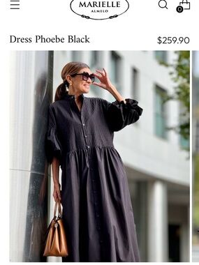 Marielle Phoebe Black Long Button-Front Dress. New with tags.